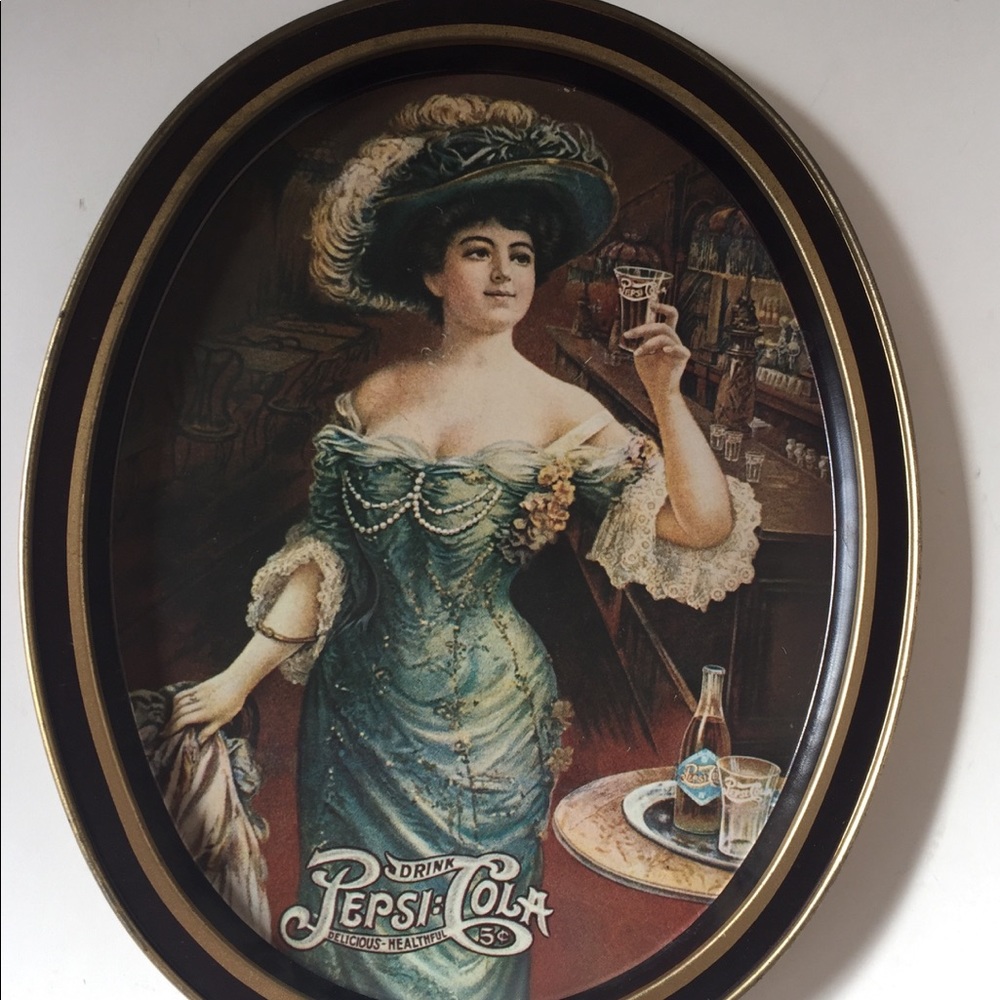 Vintage Pepsi Cola tray lady Victorian collectible tin server